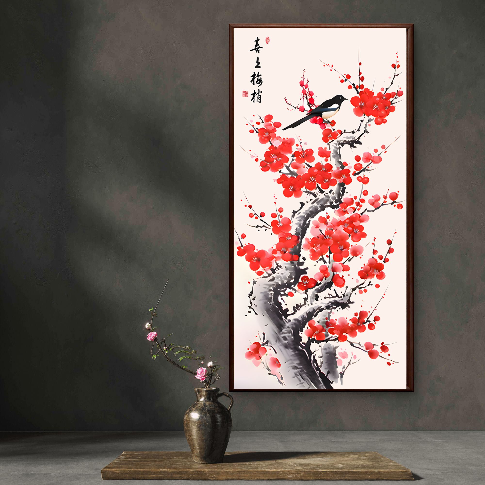 144-70*140高档客厅玄关装饰画喜上眉梢背景墙挂画