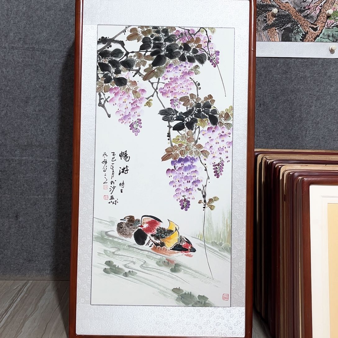 国画书画作品带框123×63厘米