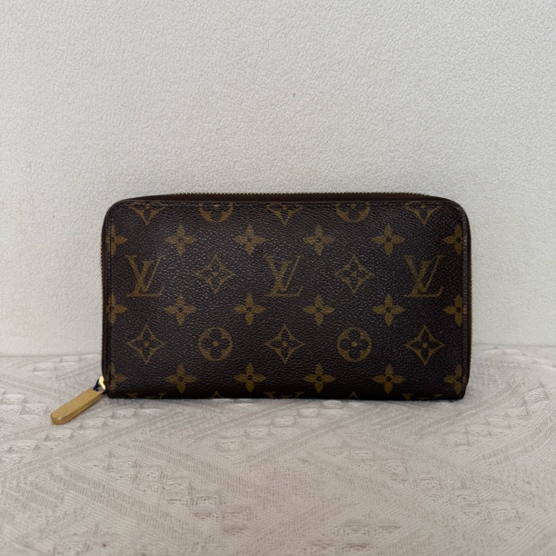 95新 LouisVuitton/路易威登 4484/4384/时尚经典棕老花拉链钱包