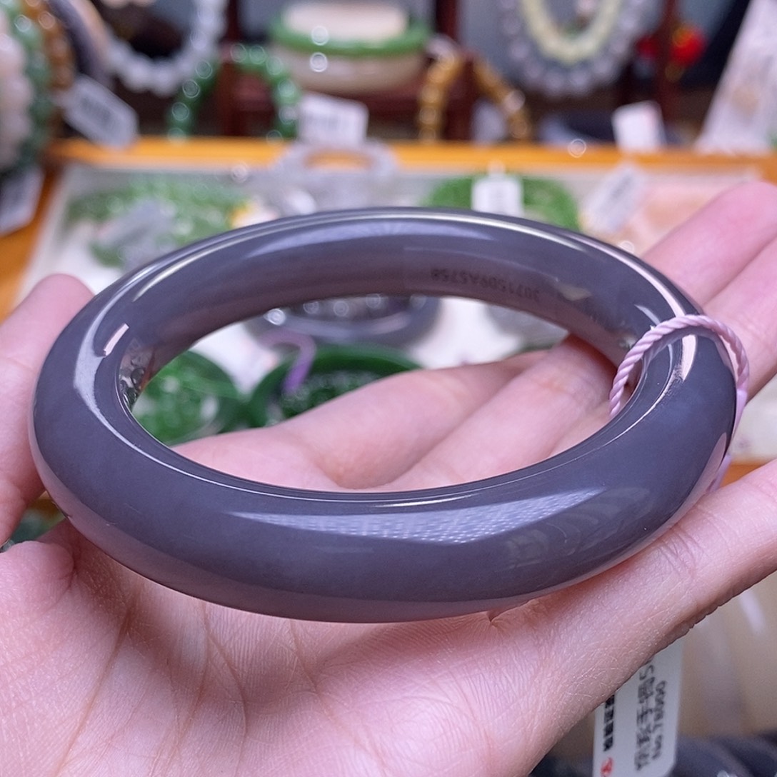 和田玉未镶嵌浓烟紫手镯57.3圈口