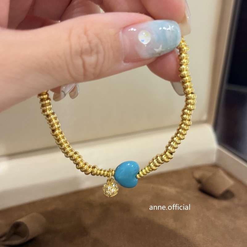 铜合金手链 一眼心动蓝色爱心算盘串珠手链【S372】