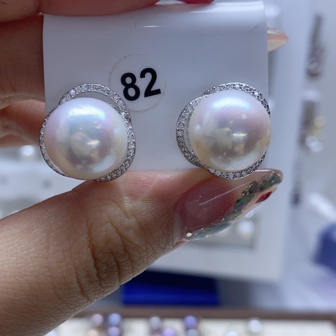 淡水珍珠耳饰银S925镶嵌