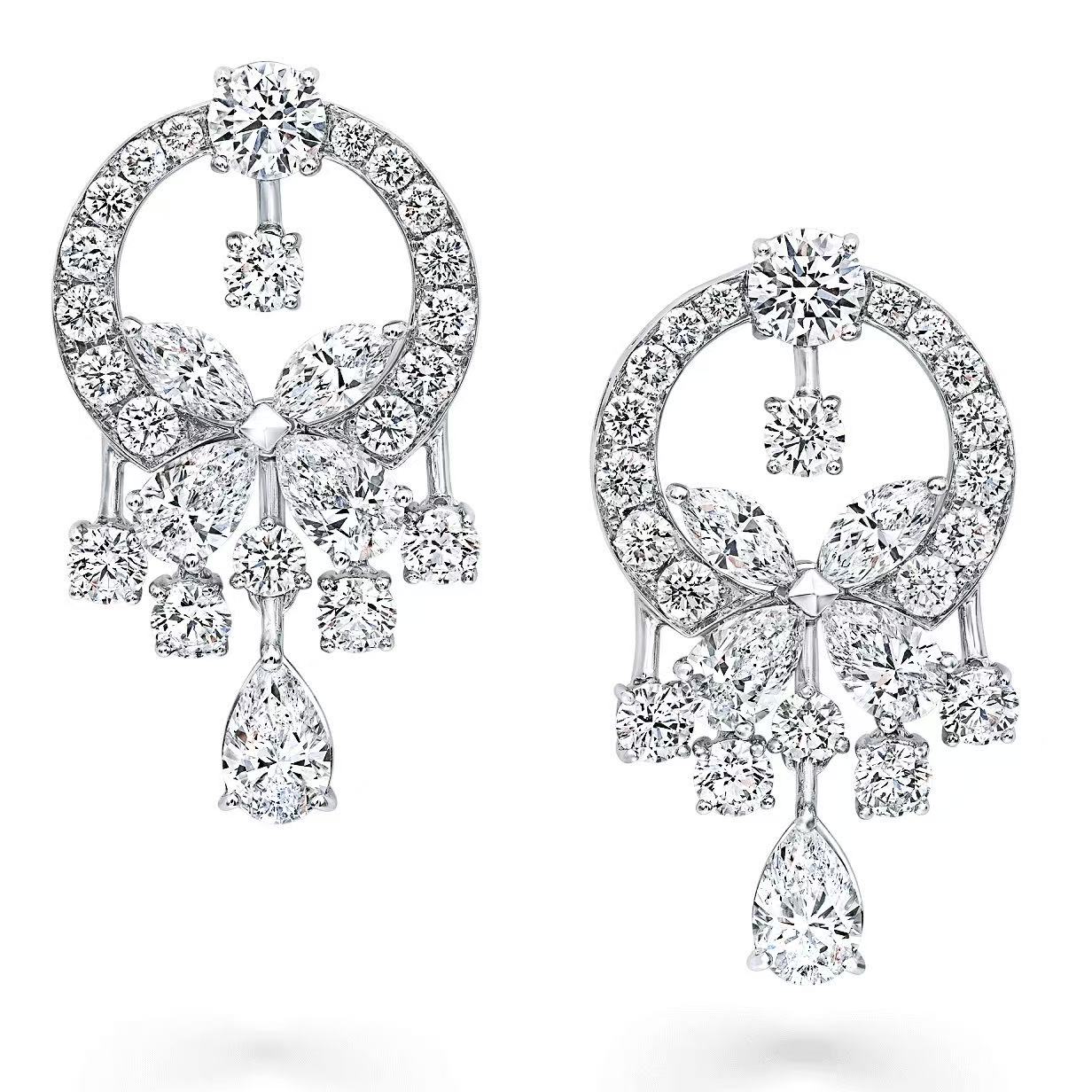 实验室培育钻石马眼水滴蝴蝶耳饰 CZ (定制品质48小时鉴赏期）