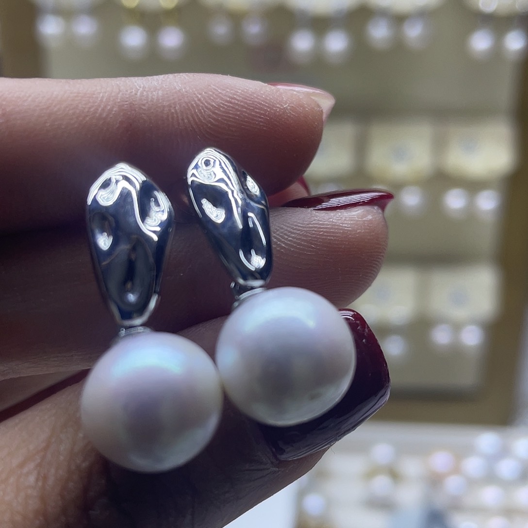 淡水珍珠耳饰银S925镶嵌