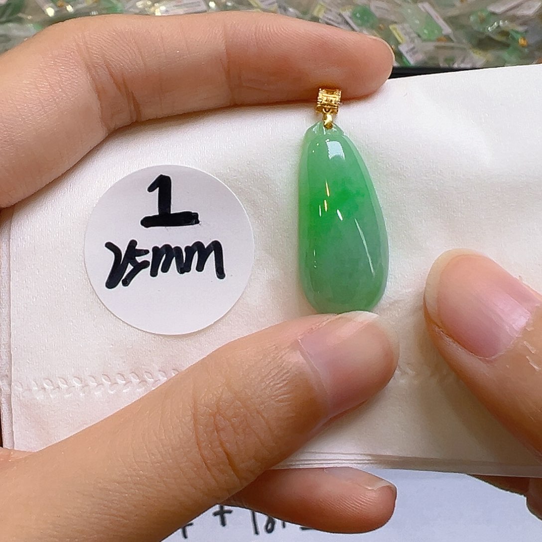 翡翠18K金镶嵌吊坠(不含链)翡翠