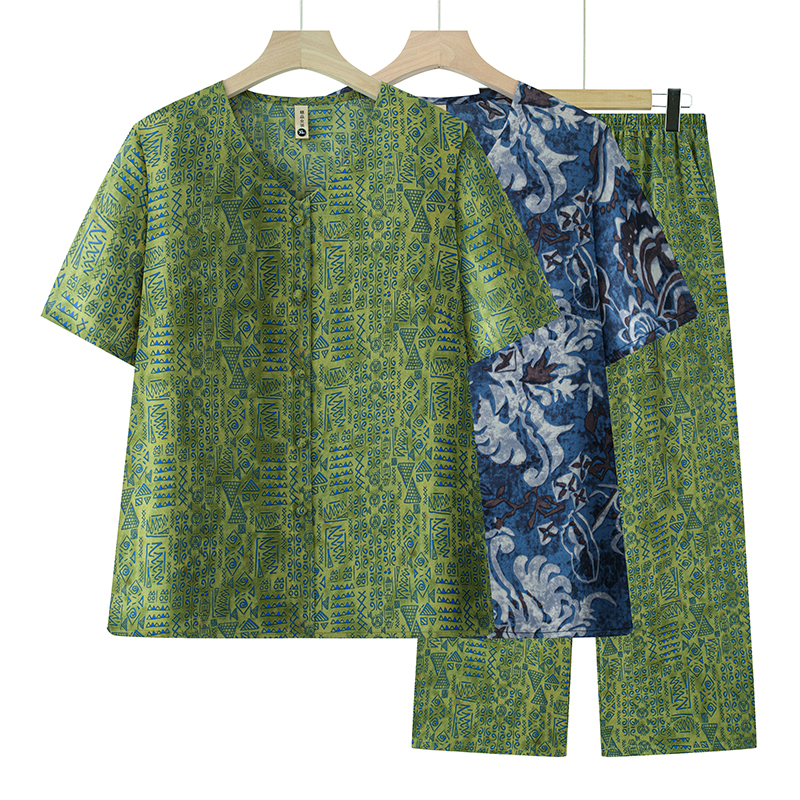 老年人短袖女奶奶夏装套装新款中式开衫上衣服老太太妈妈夏季衬衫