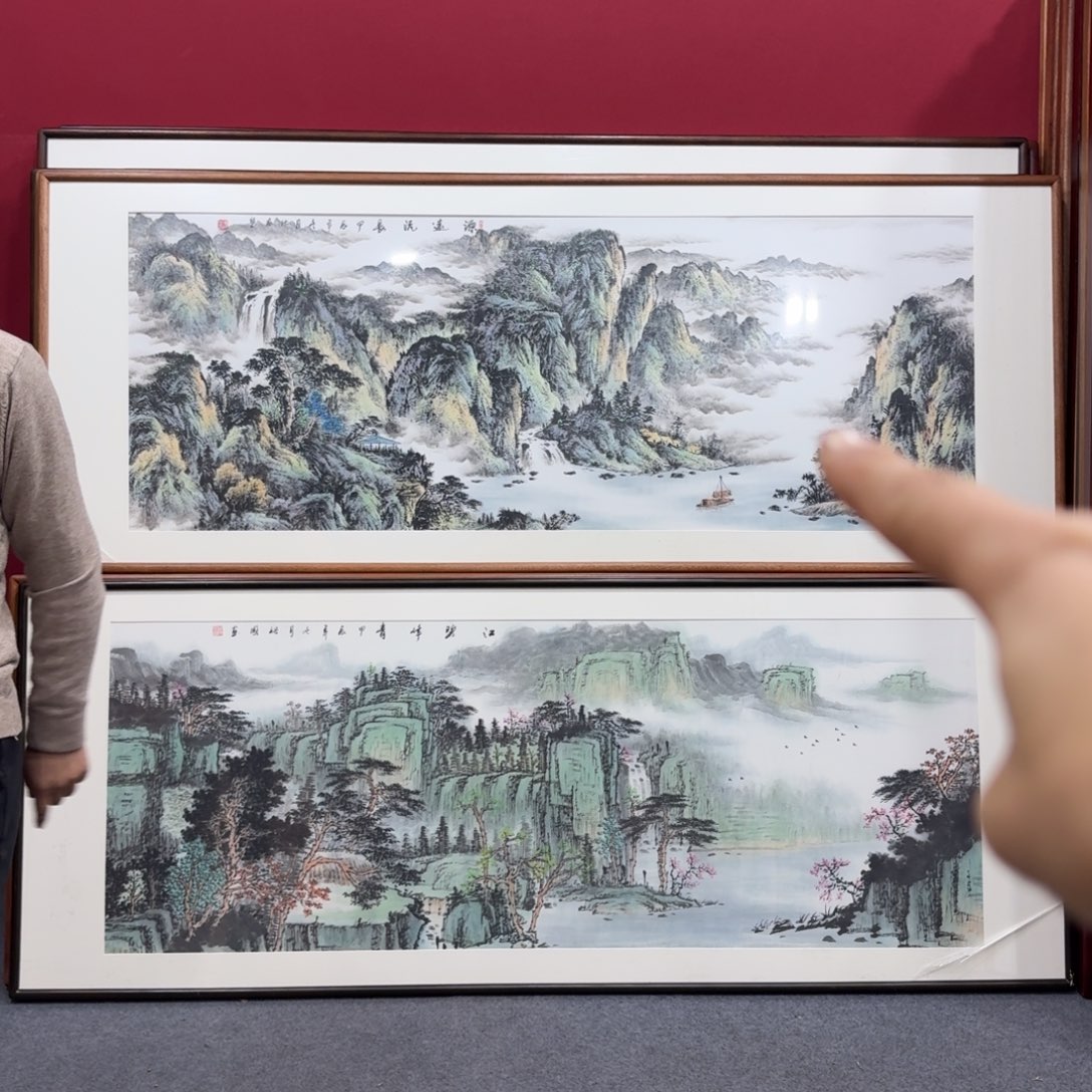 国画手绘作品带框210成80
