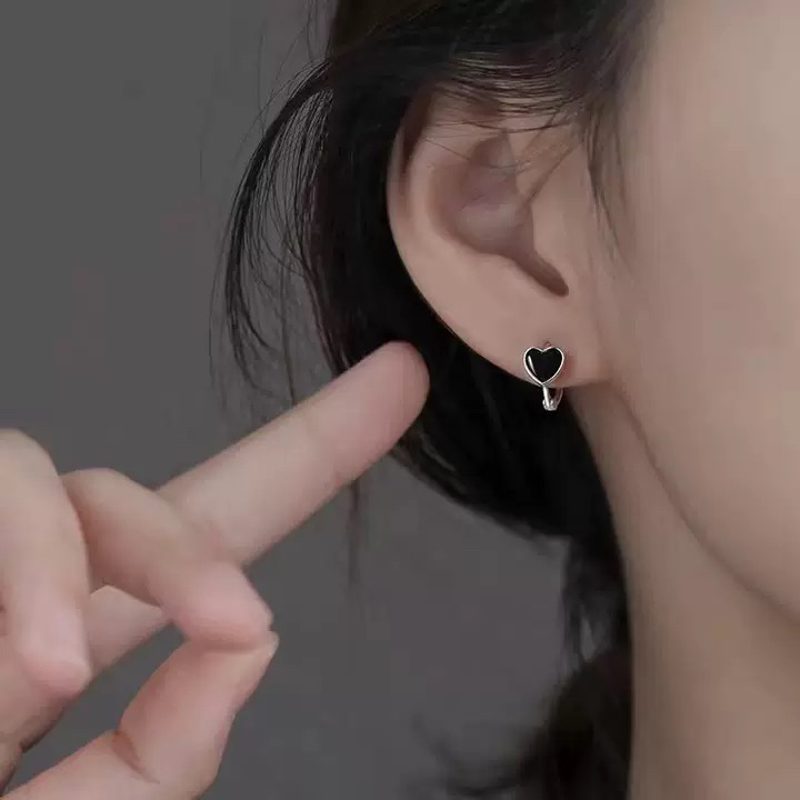 925银耳饰 s925纯银爱心耳圈个性小众耳扣女夏耳环新款复古耳环