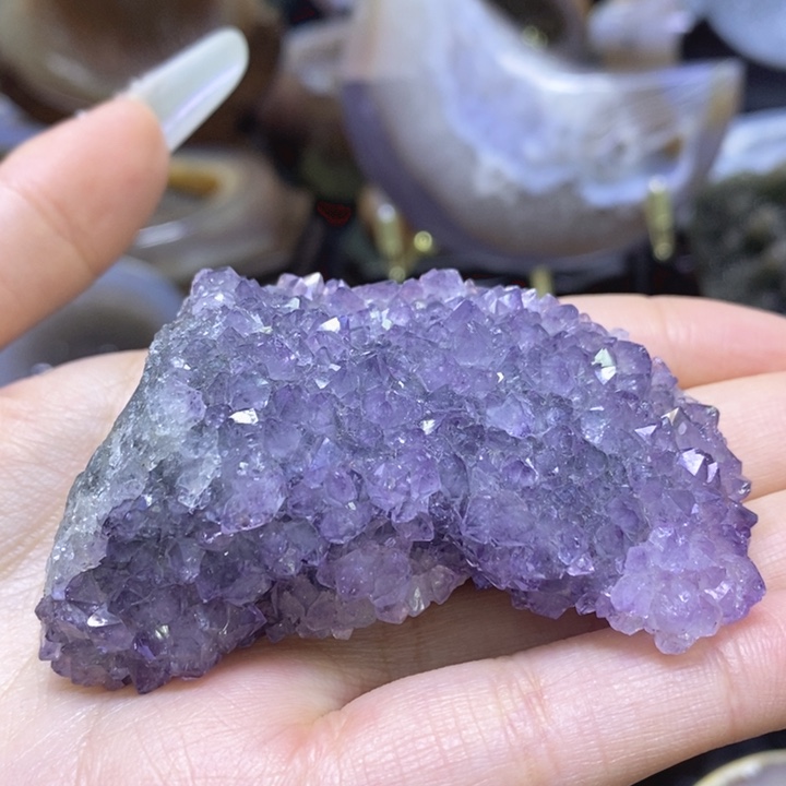 未镶嵌珠宝半成品水晶米*萤紫晶块