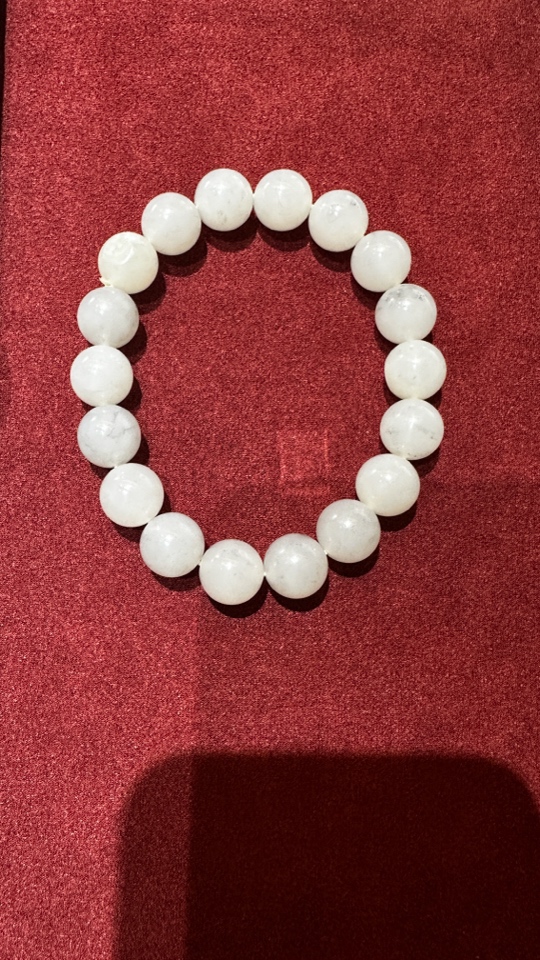 和田玉白玉卡12圆珠手串