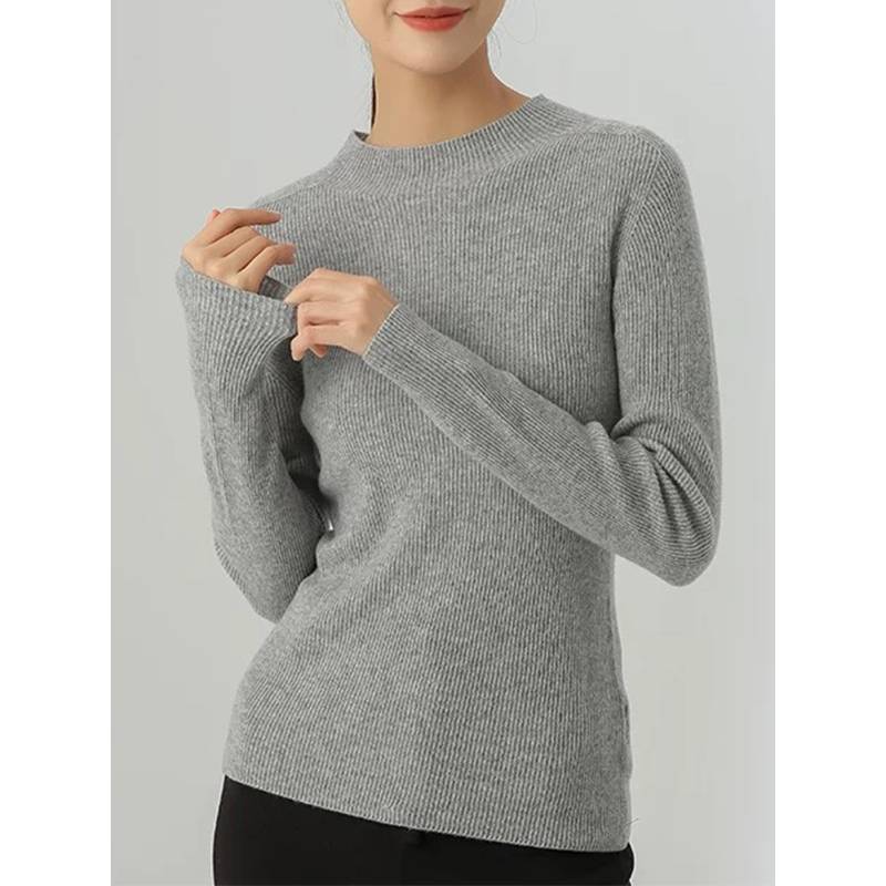 2025新款款修身型女针织半高领打底衫女士上衣内搭衫