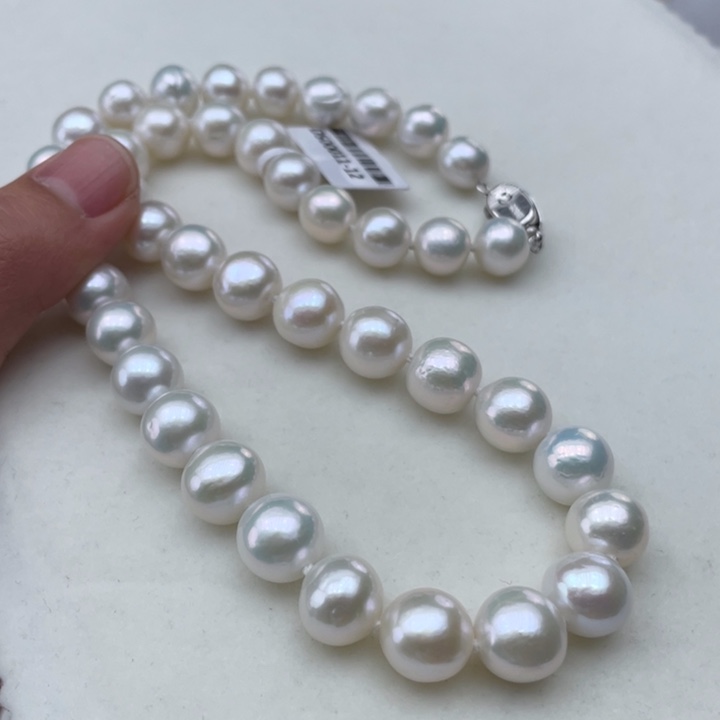 淡水珍珠银S925镶嵌颈饰卡11极光炫彩高品