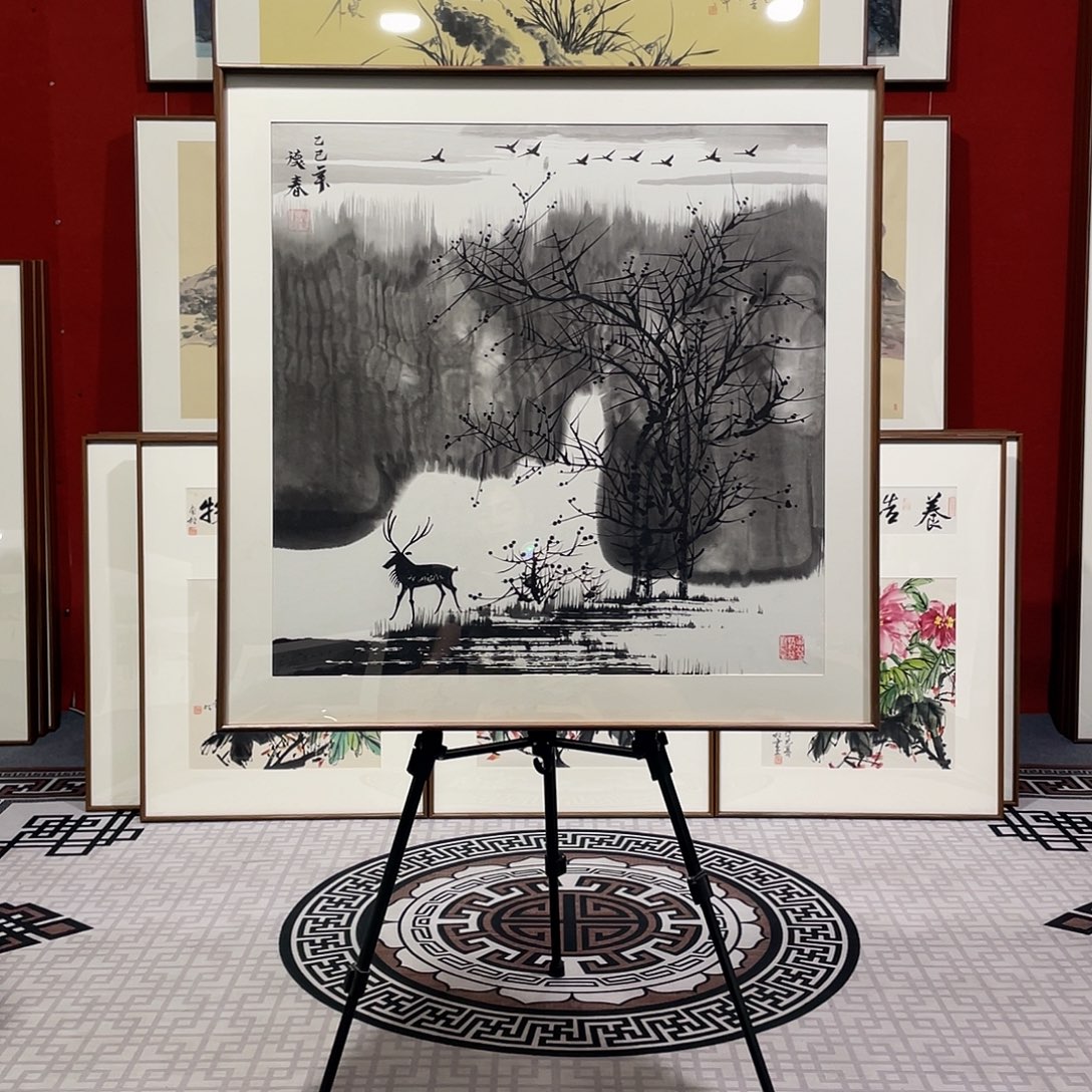 国画手绘作品带框