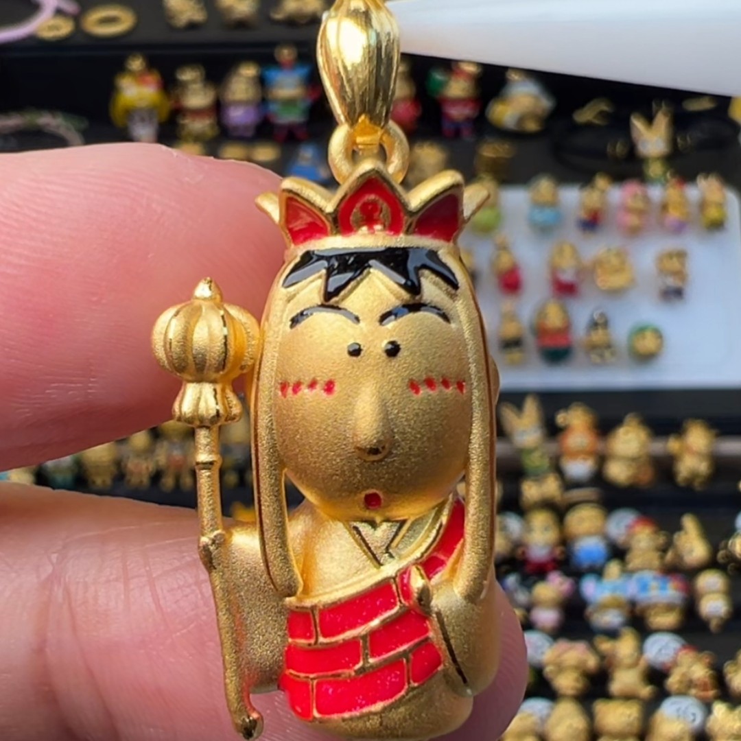 足金999黄金蜡笔小新阿呆吊坠唐僧
