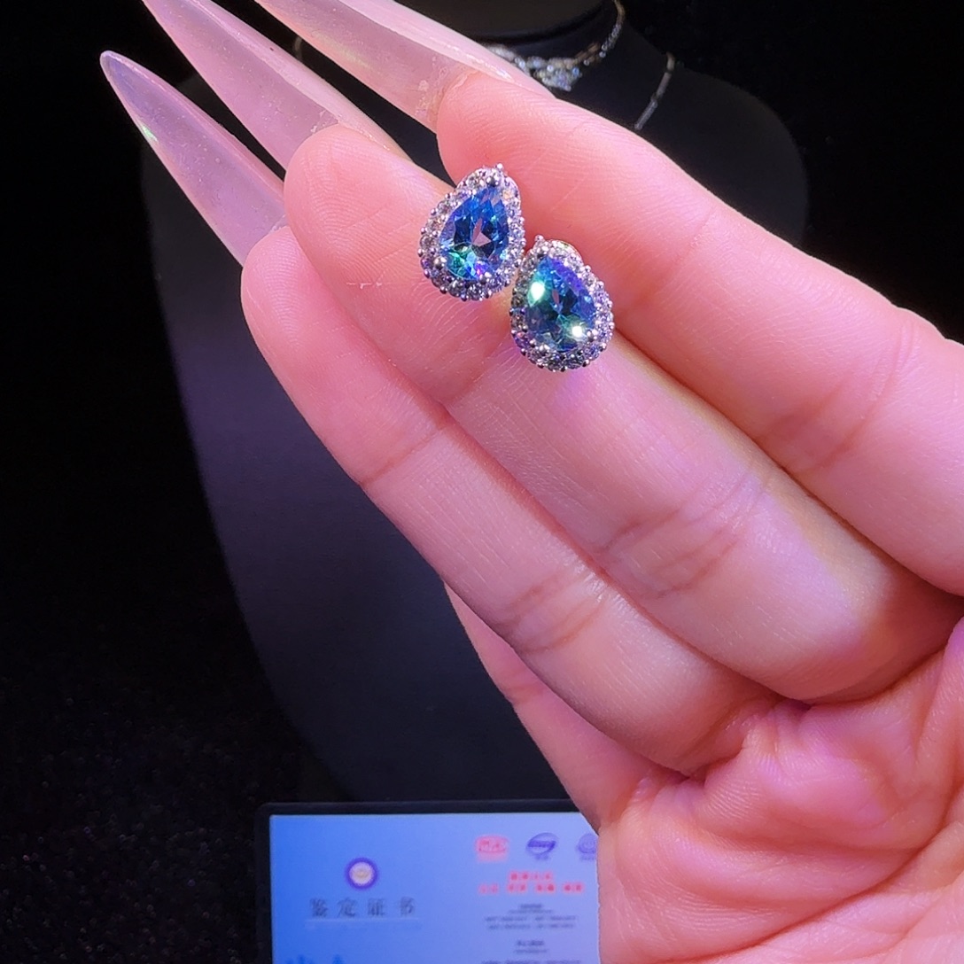 耳饰托帕石银S925镶嵌