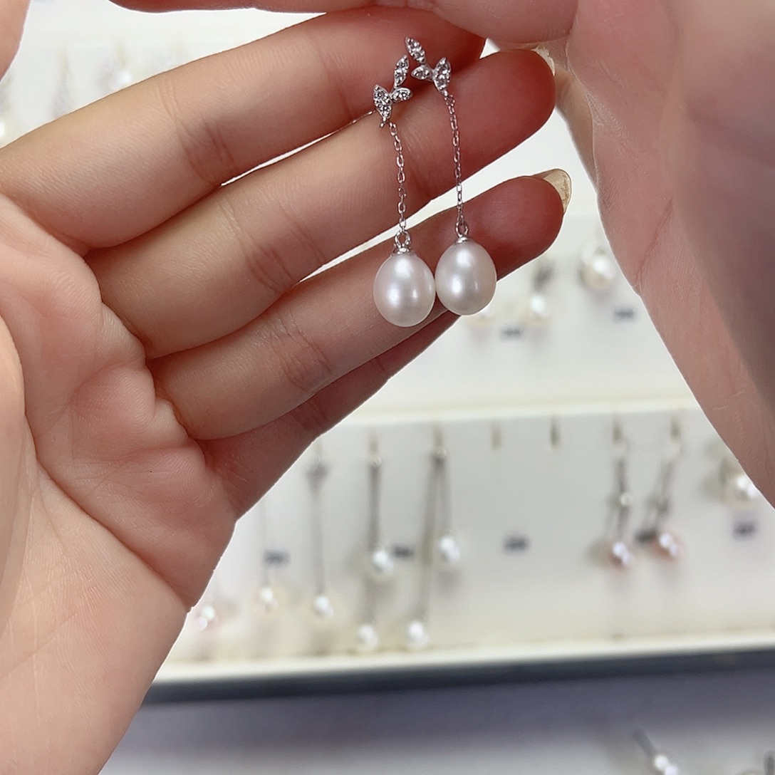 淡水珍珠耳饰银S925镶嵌