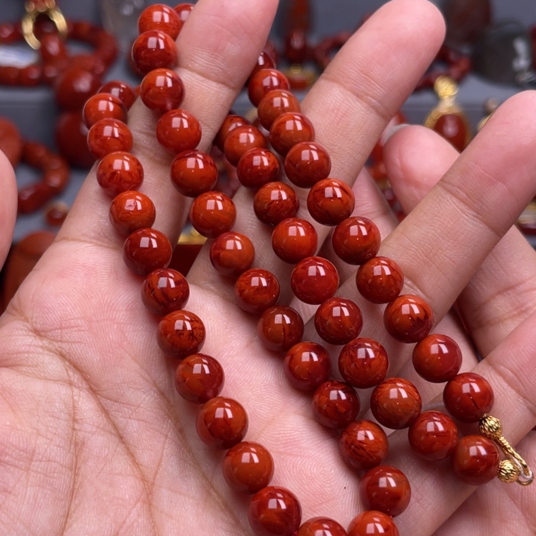 南红玛瑙未镶嵌珠宝奇石妈妈链8mm