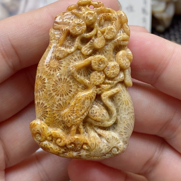 硅化珊瑚（珊瑚玉）颈饰未镶嵌