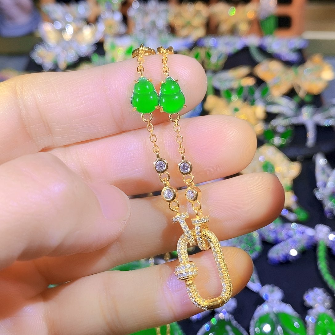 吊坠(不含链)银S925镶嵌翡翠