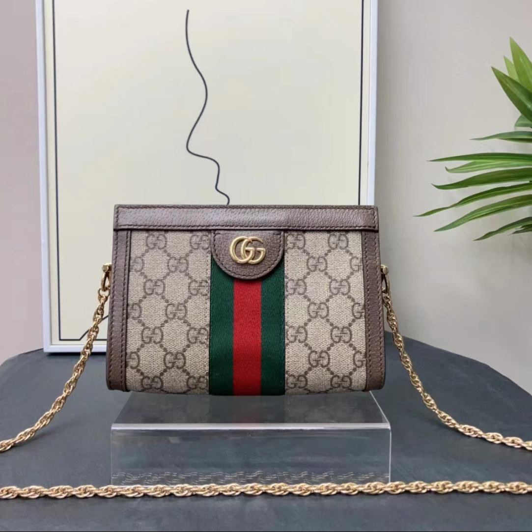 99新 GUCCI/古驰 林纳奢品丨老花夹子包mini