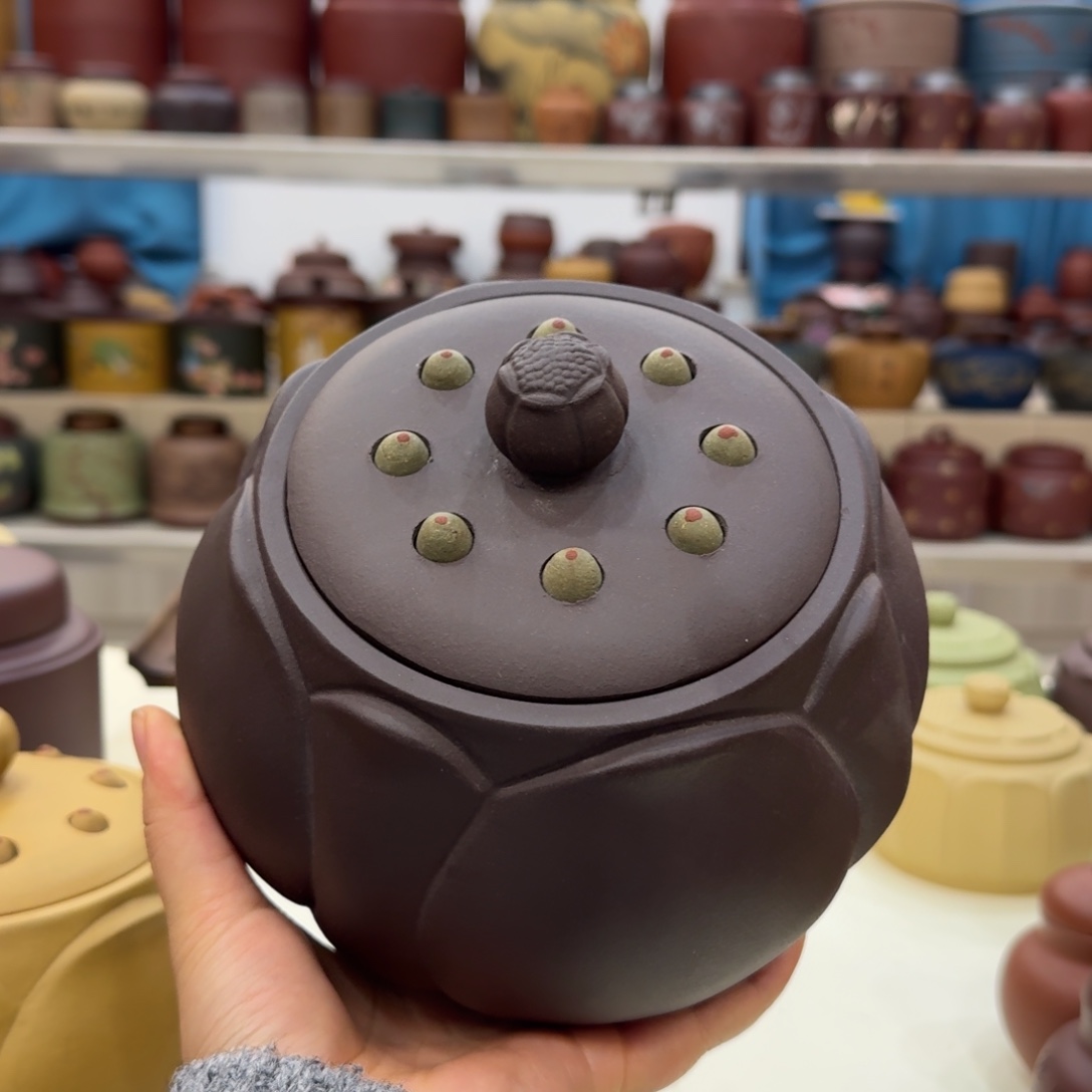 紫砂茶叶罐紫好运连连