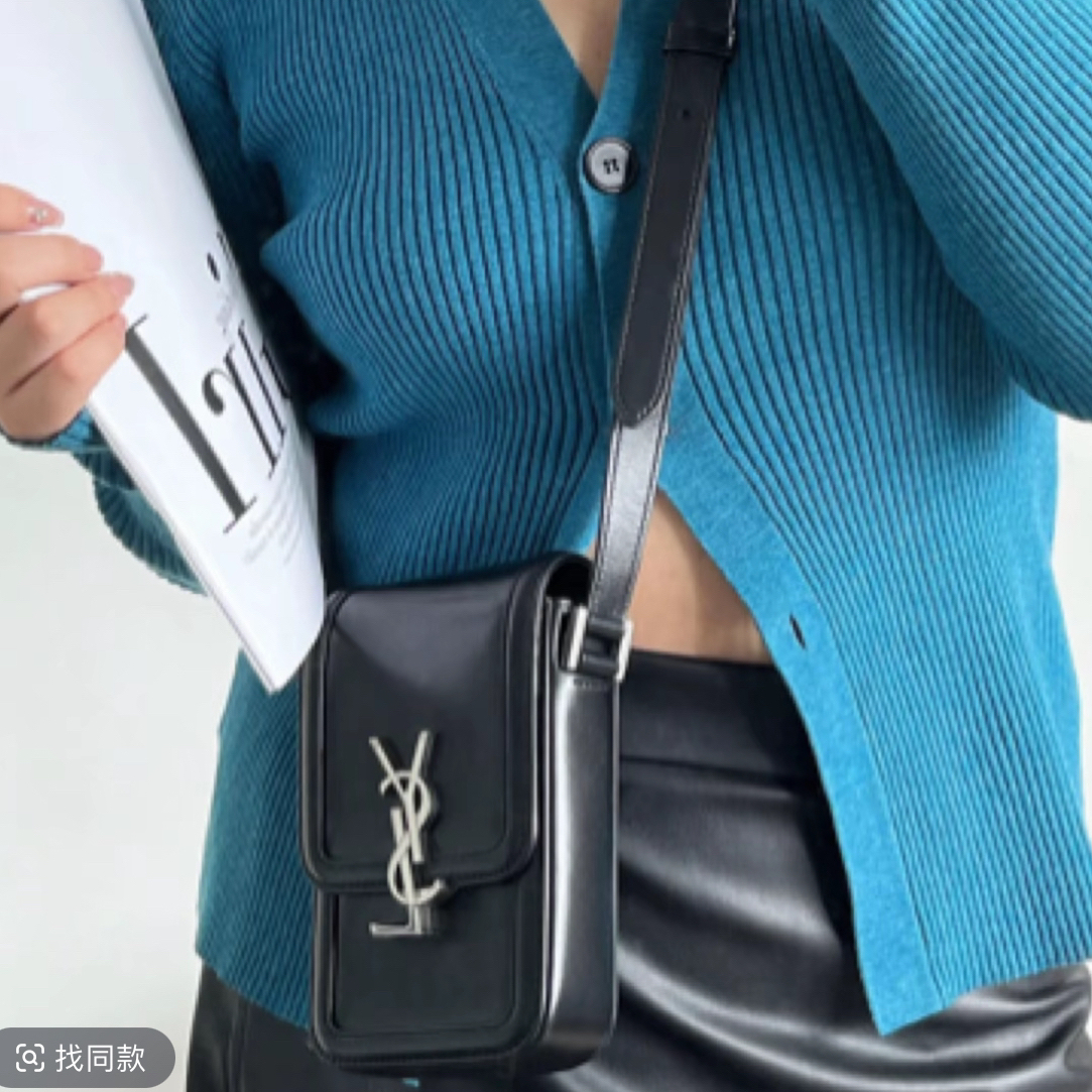 95新 YSL/圣罗兰 99新 YSL/圣罗兰 圣罗兰YSL 黑银手机包972335