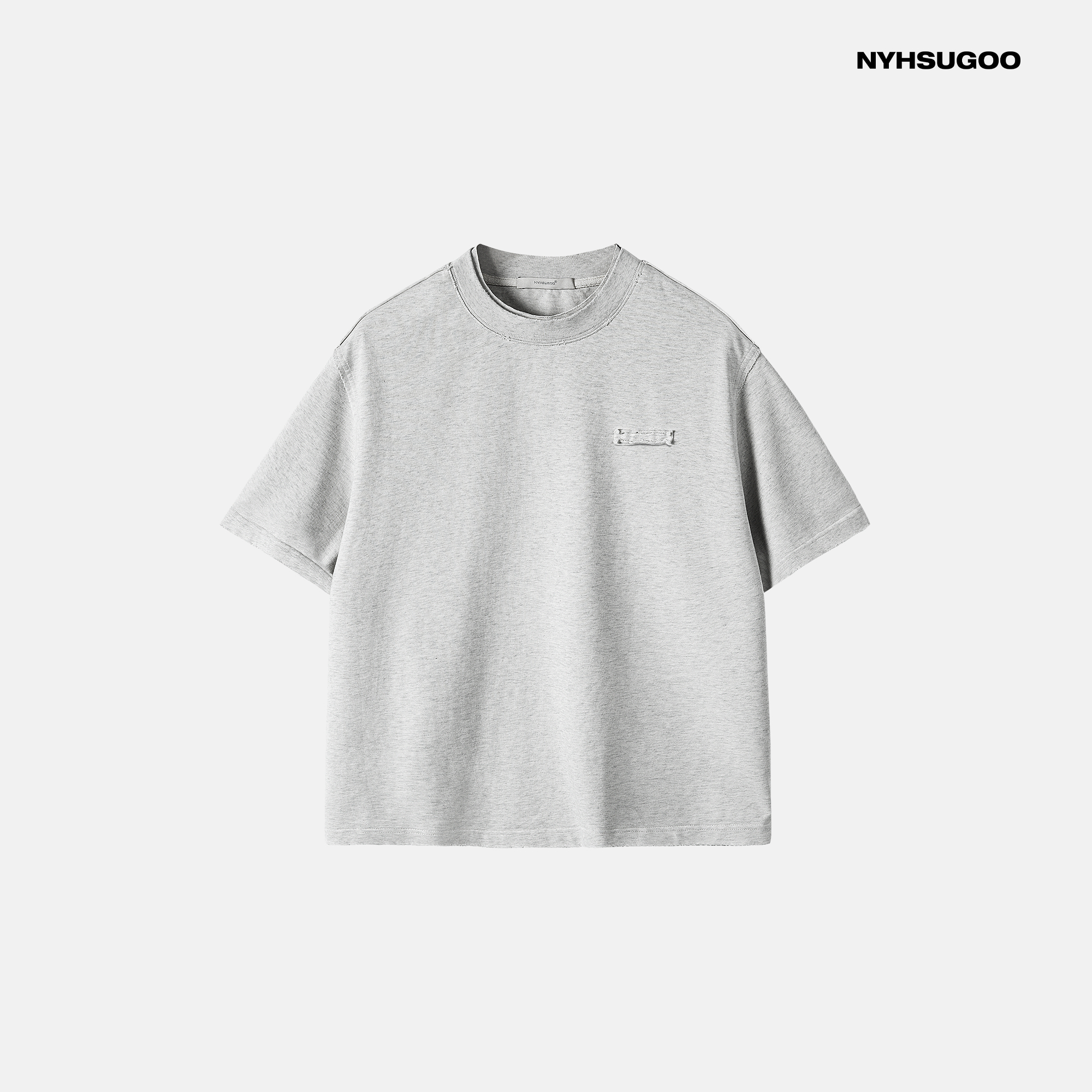NYHSUGOO/南乙3571夏季重磅360G男士100%棉洗水磨破双领短袖T恤