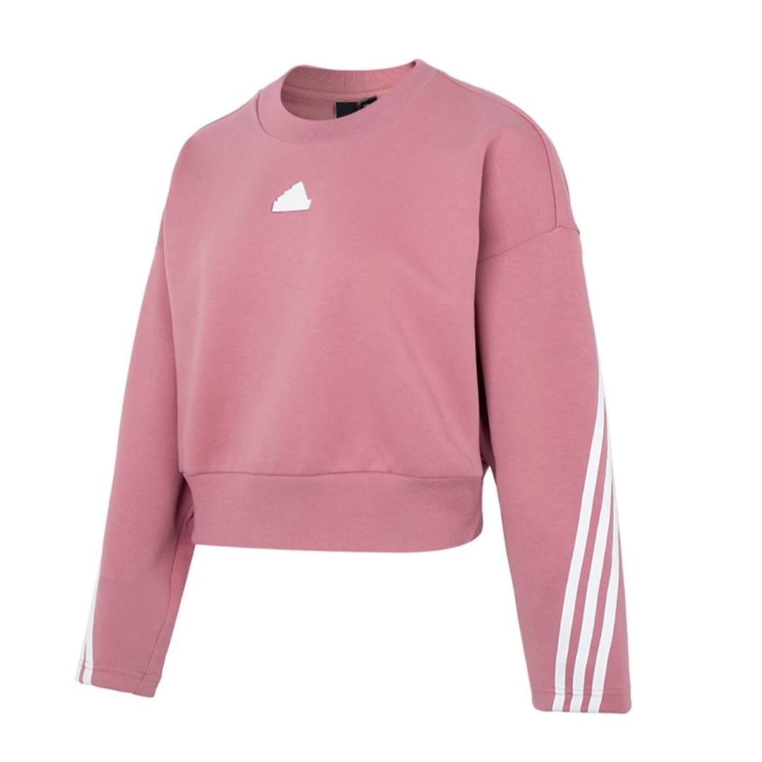 adidas 时尚运动圆领套头衫短款卫衣粉色 IB8498