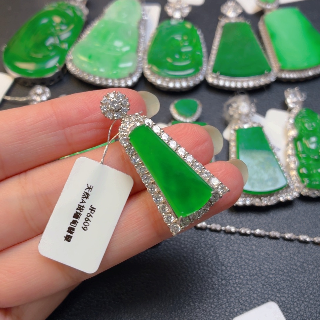 翡翠银S925镶嵌吊坠(不含链)