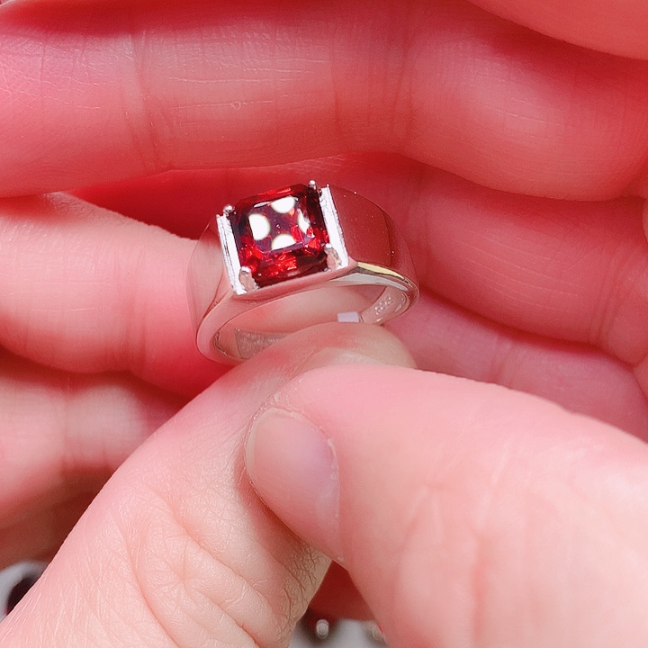 石榴石戒指银S925镶嵌