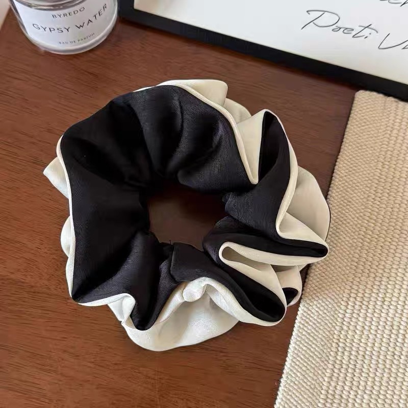 法式小香风云朵褶皱撞色大肠发圈轻奢简约丸子头绳扎马尾发绳3983