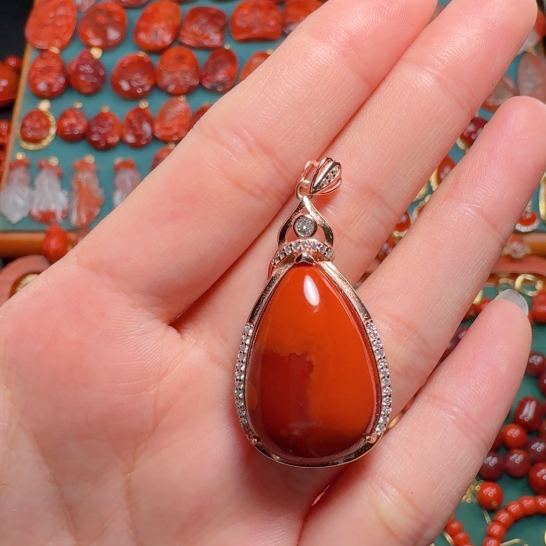 南红玛瑙南红 银S925镶嵌