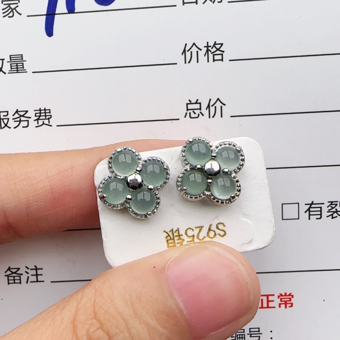 翡翠戒指银S925镶嵌戒指