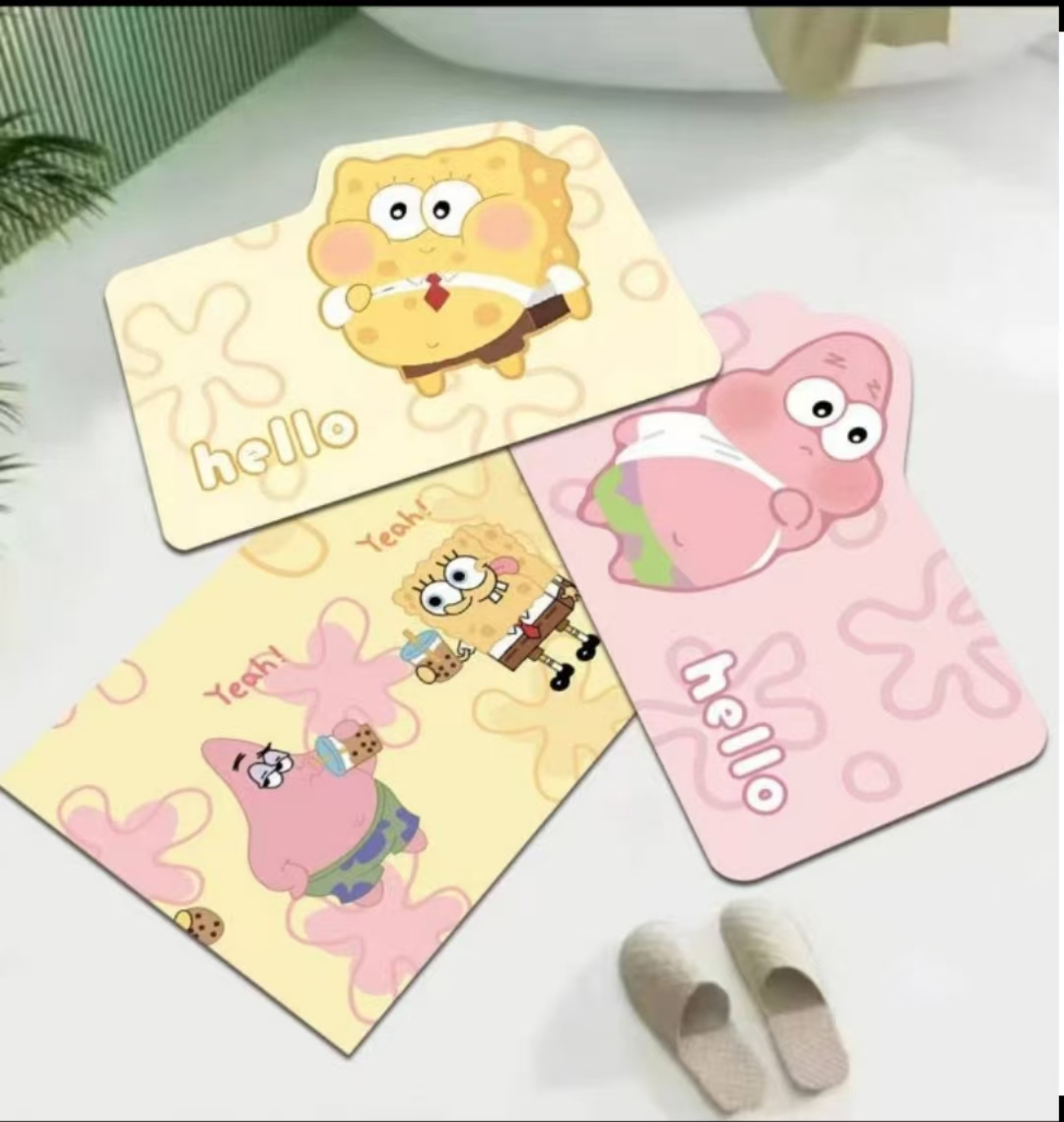 【拍一发三】海绵宝宝吸水防滑脚垫卡通可爱垫吸水防滑