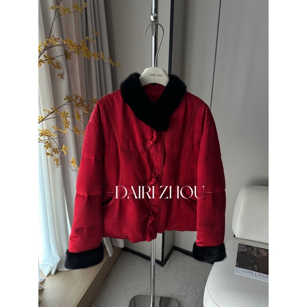 DAIRI  ZHOU▪️定格在瞬间  亚麻人丝拼接水貂毛新中式外套加绒冬