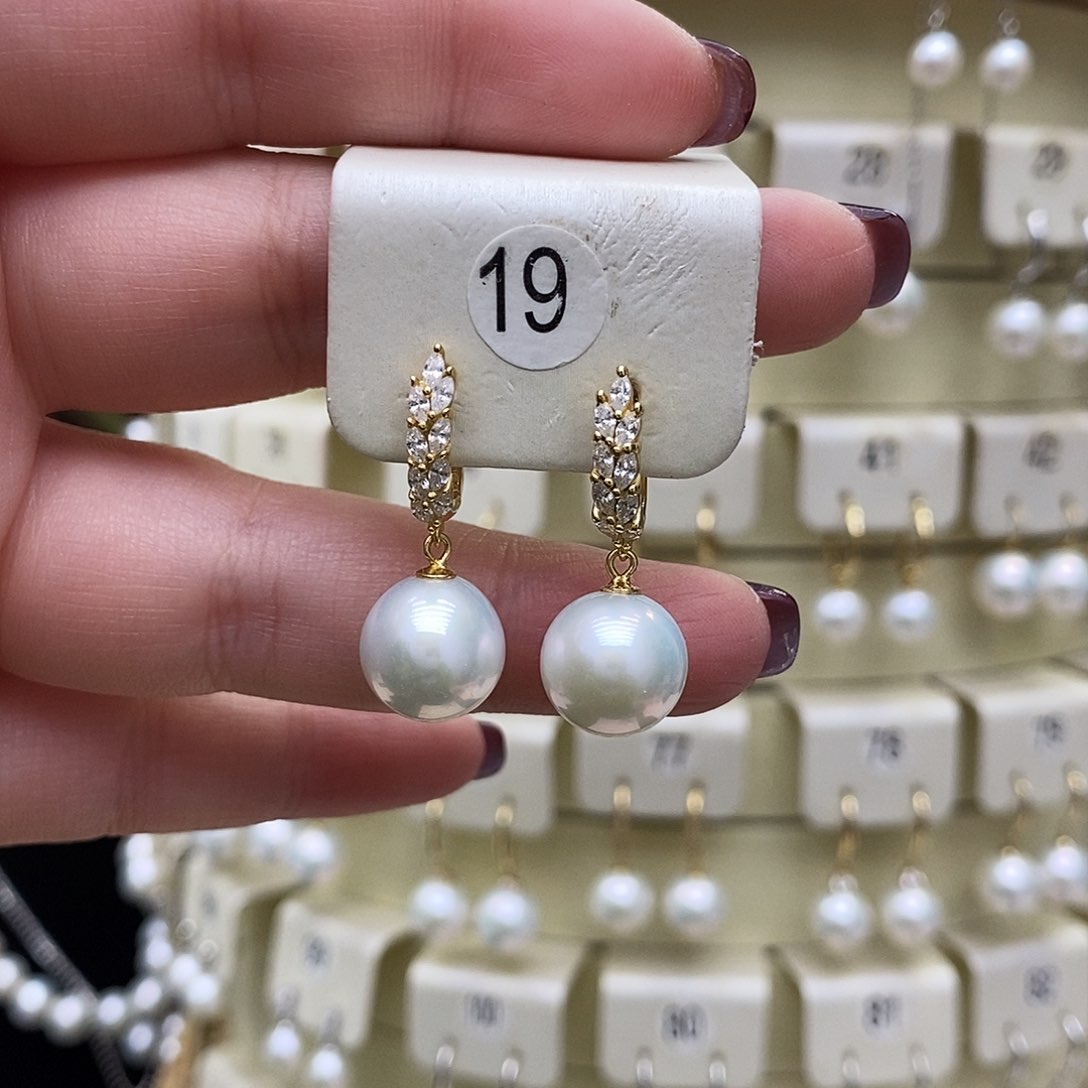 淡水珍珠耳饰银S925镶嵌