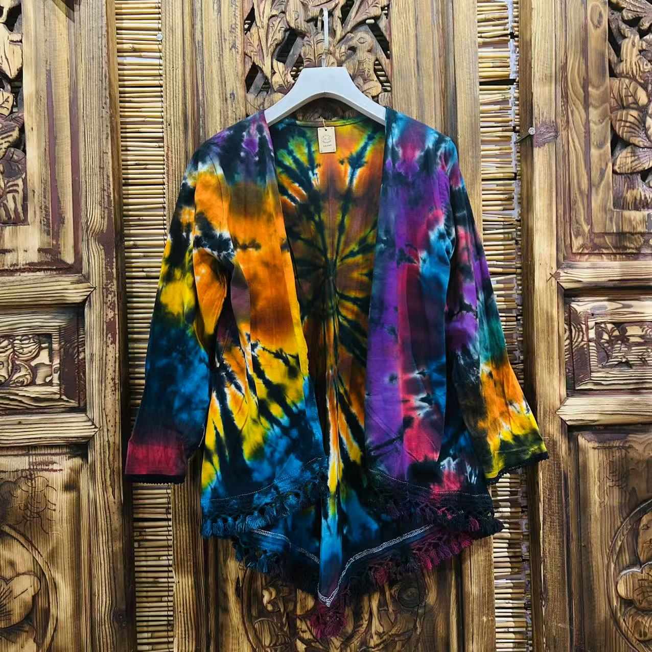 四两民族风手工植物扎染小外套（直播间选购）