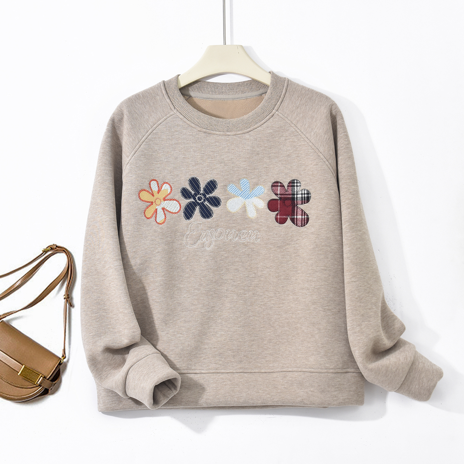 【中长款向阳花】多色花朵贴布刺绣圆领卫衣 2709 Y