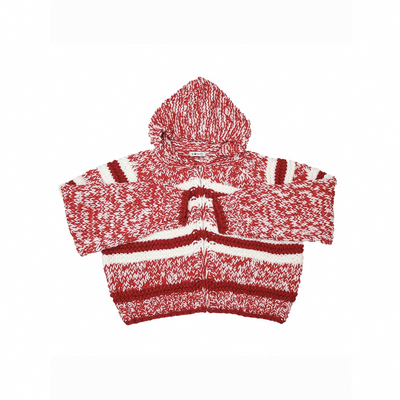 连帽拉链针织开衫红色250168