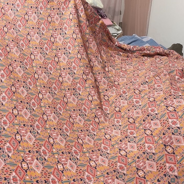 月***月棉长绒棉双层纱复古红8米