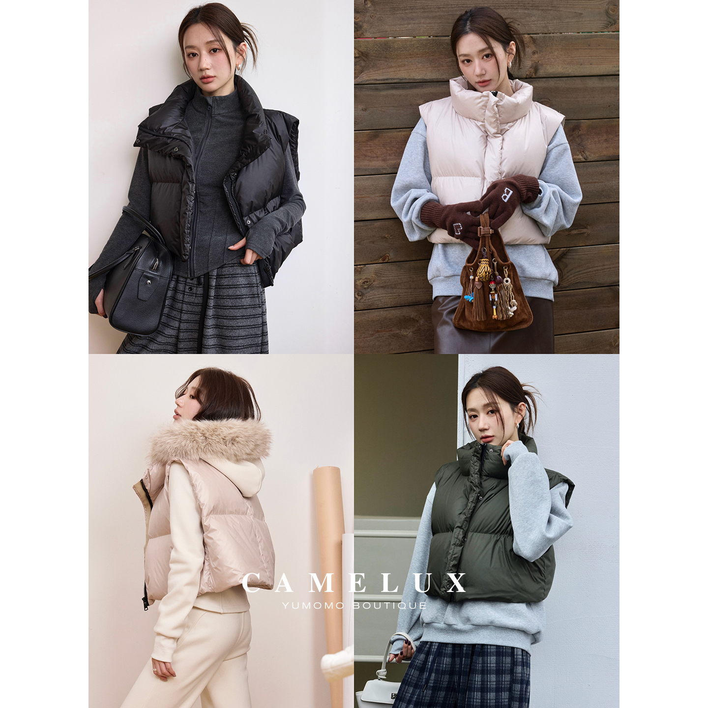 【Camelux线】面里同料压光工艺|90白鹅绒 羽绒马甲 QMA4005