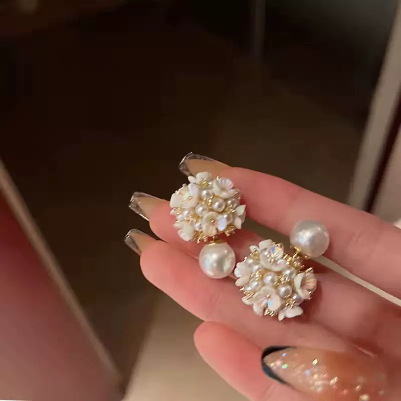 铜合金仿珍珠耳饰 【爆款】百搭极光炫彩气质感小众耳钉饰品轻奢