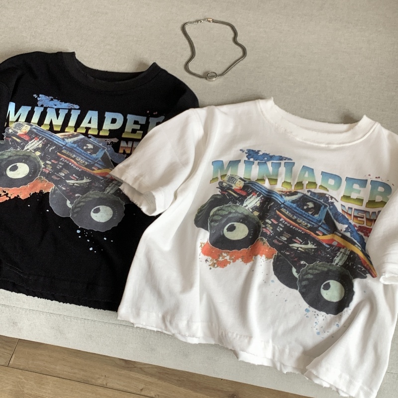 男童越野车磨破圆领短袖T恤儿童夏款2025新品 37754