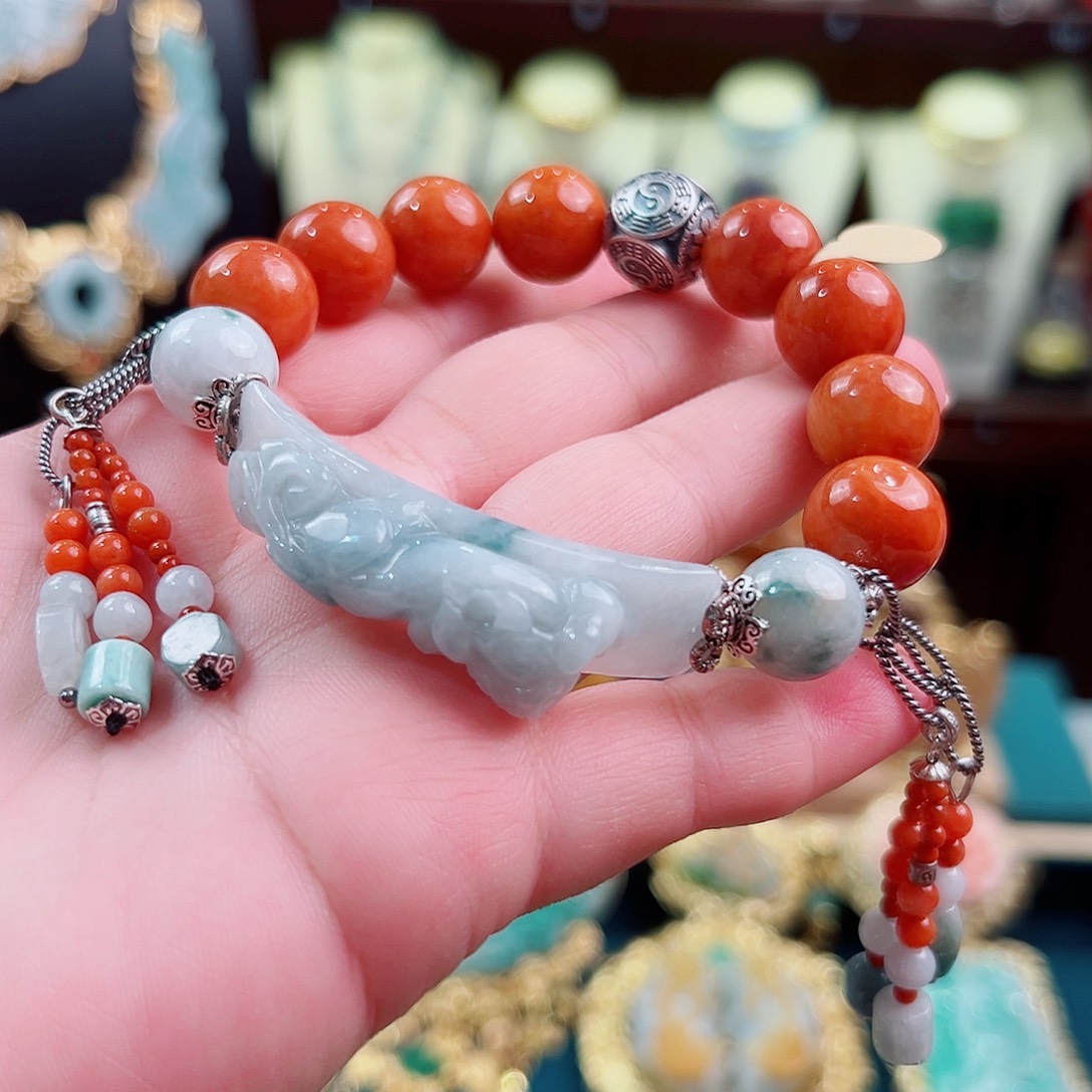 翡翠银S925镶嵌手链国风