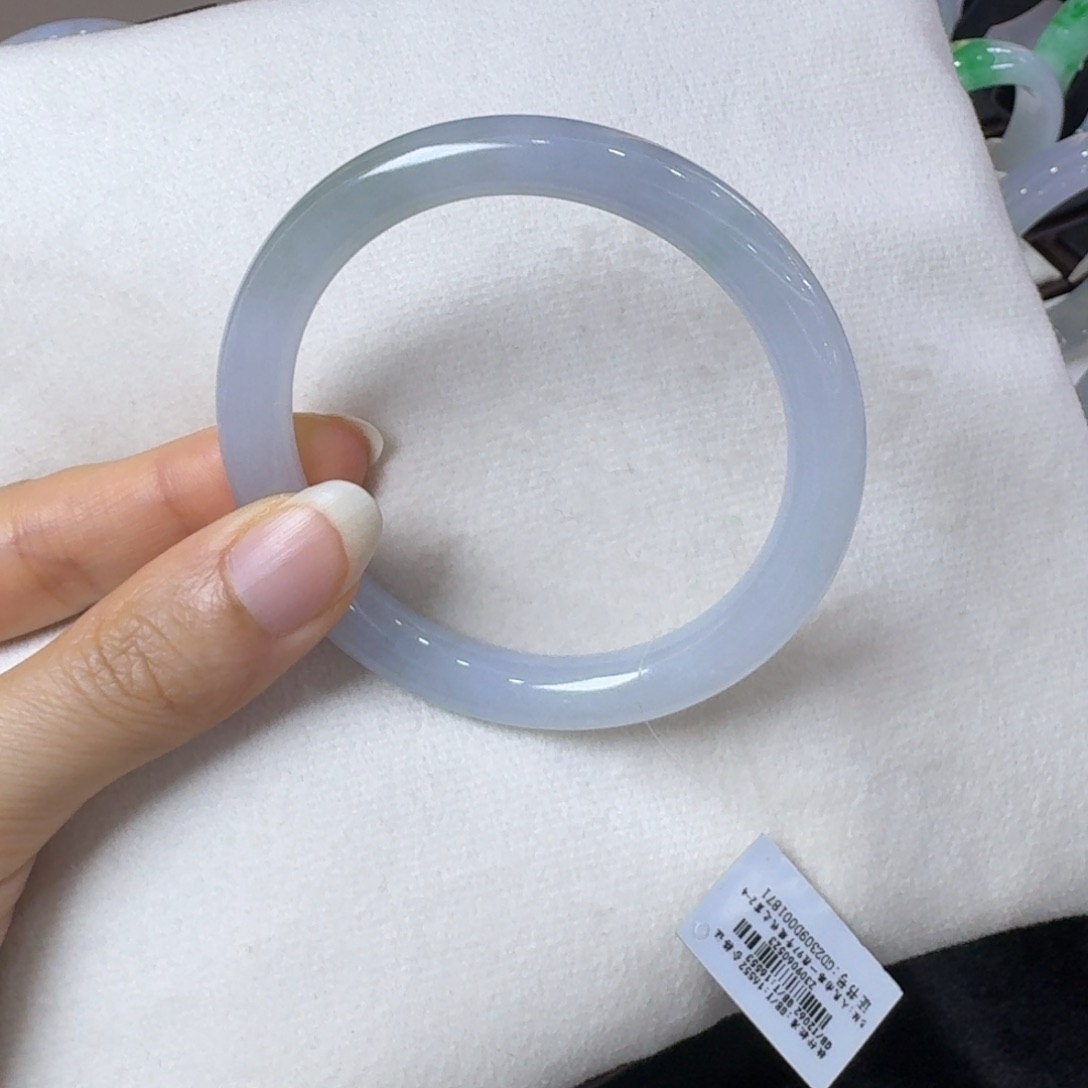 翡翠未镶嵌手镯春彩圆条1871