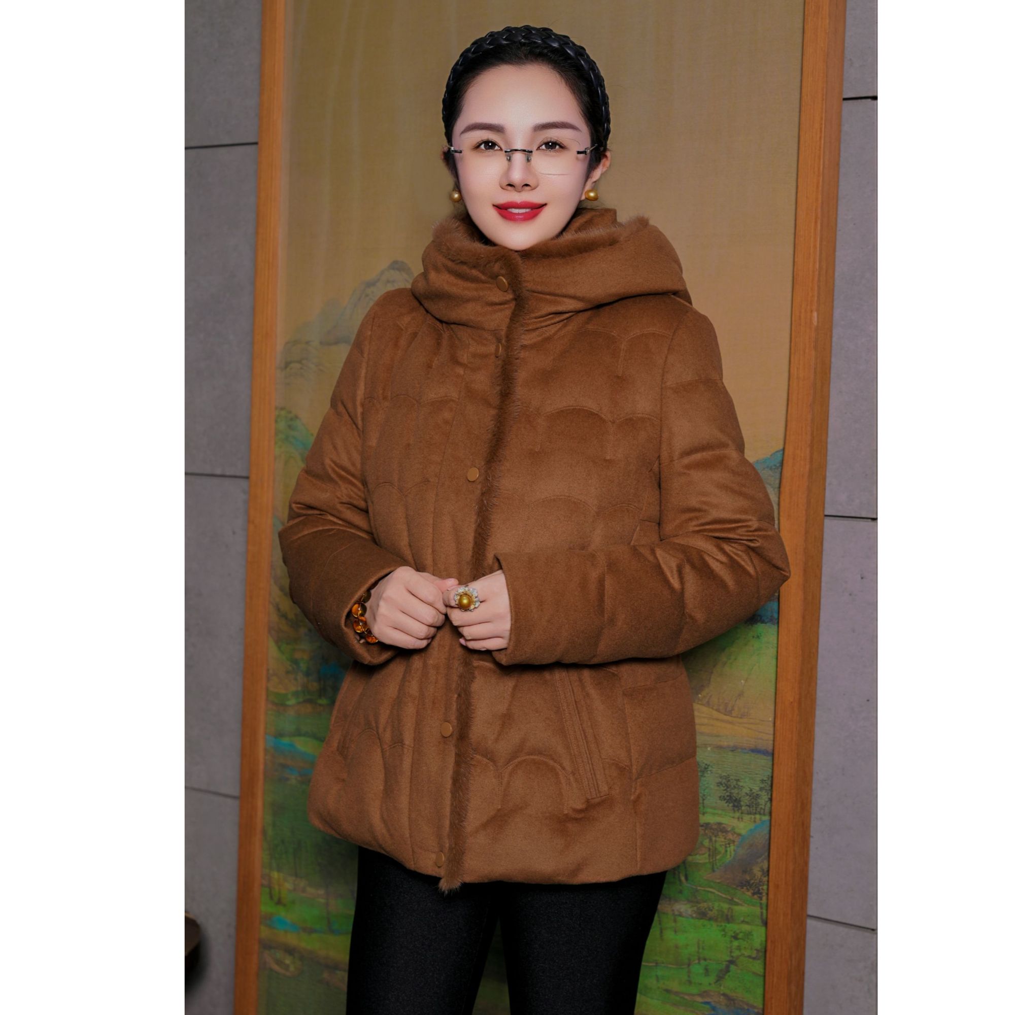 承国风白鹅绒羽绒服短款外套冬季女士外套女国风AH42YR229