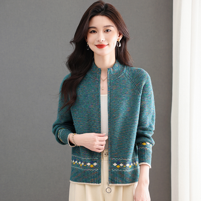 Mulan&Miusi/秋冬新款时尚拉链针织开衫洋气8510