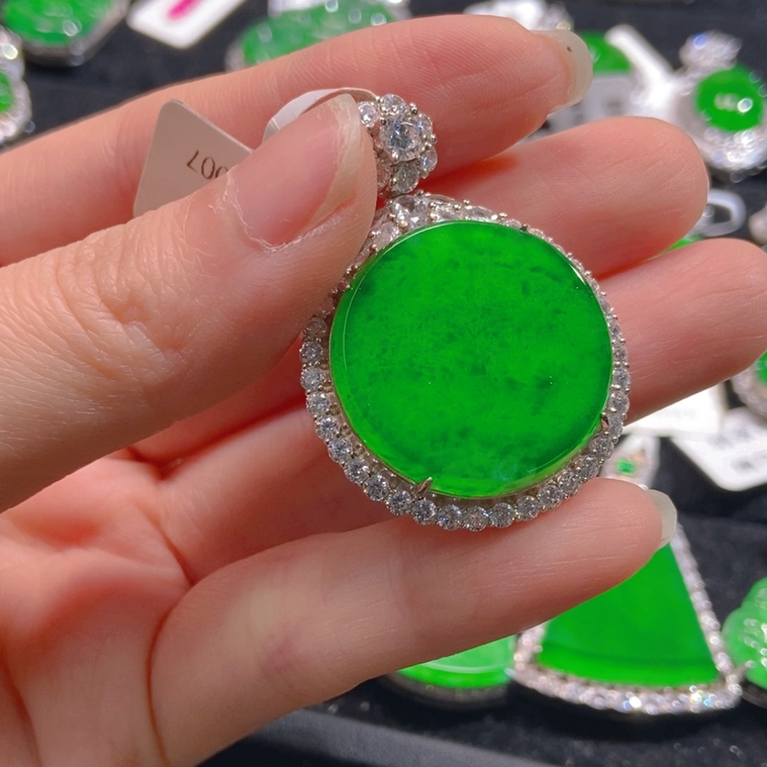 翡翠吊坠(不含链)银S925镶嵌