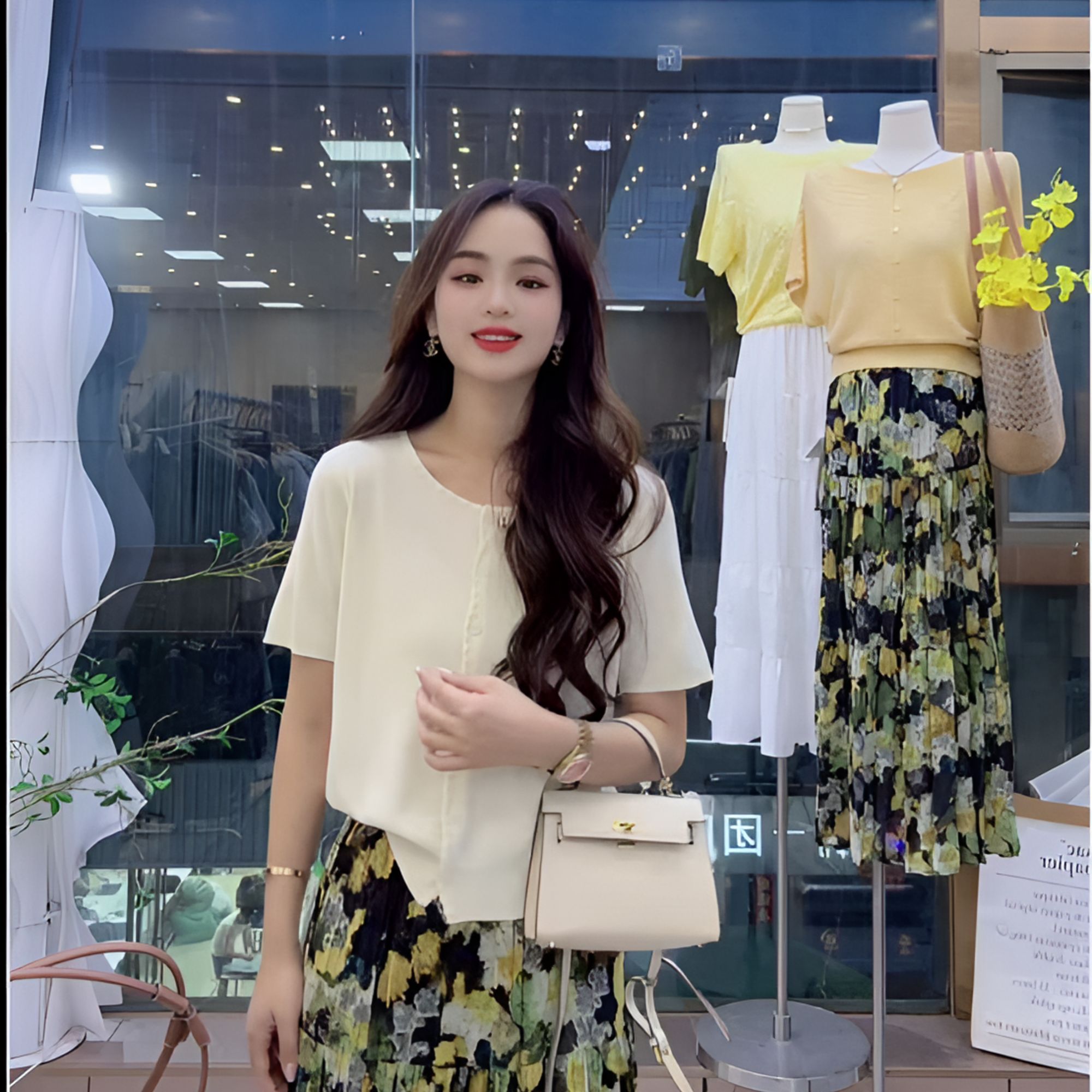 2031《杏调镂空》夏季设计感小众超好看韩系洋气独特别致漂亮上衣