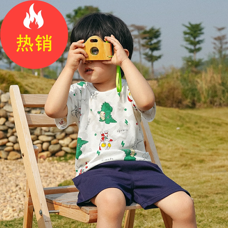 品牌男童T恤短袖夏印花字母小童打底上衣儿童半袖体恤XBT45557